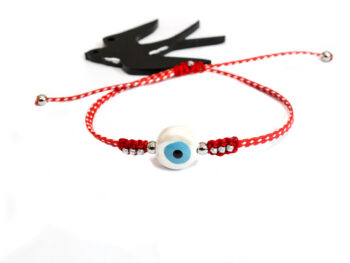 χειροποίητο βραχιόλι Μάρτης μάτι άσπρο
