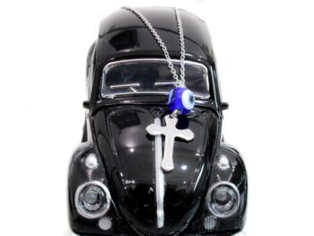 steel car amulet cross
