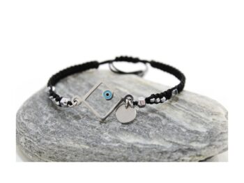 χειροποίητο βραχιόλι ατσάλι μάτι ρόμβος