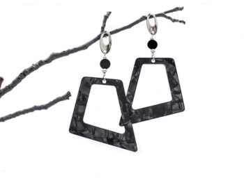 χειροποίητα σκουλαρίκια plexiglass γκρί