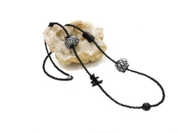 κολιέ πορσελάνη κρύσταλλα και δέρμα