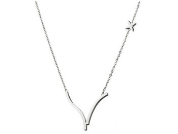 κολιέ ατσάλι ασημί V