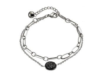 βραχιόλι ατσάλι στρόγγυλο μαύρο ζιργκόν