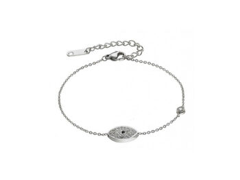 βραχιόλι ατσάλι ματάκι ασημί ζιργκόν