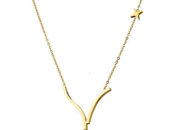 κολιέ ατσάλι επιχρυσωμένο v