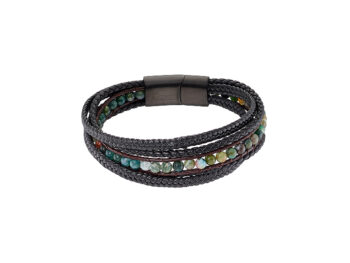 βραχιόλι ανδρικό δερμάτινο αχάτης