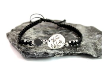 χειροποίητο βραχιόλι ατσάλι λουλουδάκια