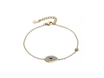 βραχιόλι ατσάλι επίχρυσο ματάκι ζιργκόν