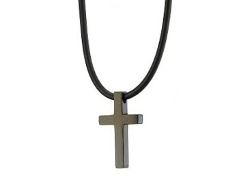 κολιέ σταυρός ατσάλι περαστός μαύρος