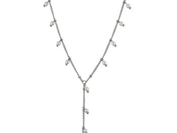 κολιέ ατσάλι ασημί περλίτσες