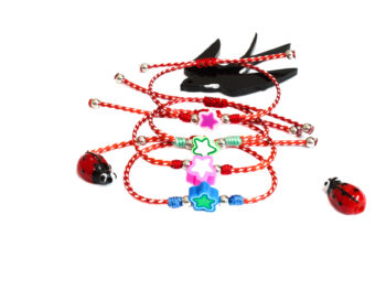 χειροποίητο βραχιόλι Μάρτης αστεράκια