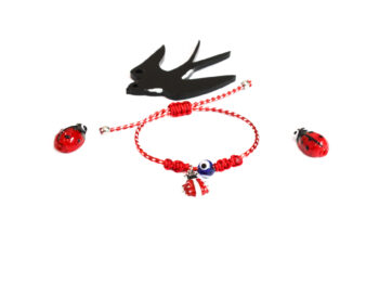 χειροποίητο βραχιόλι Μάρτης πασχαλίτσα ματάκι