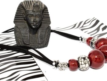 χειροποίητο κολιέ δέρμα πορσελάνη