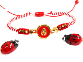 χειροποίητο βραχιόλι Μάρτης πασχαλίτσα σμάλτο