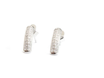 σκουλαρίκια ασημένια μπάρα ζιργκόν