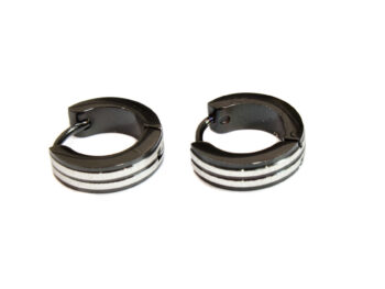 κρικάκια ατσάλι μαύρο ριγέ