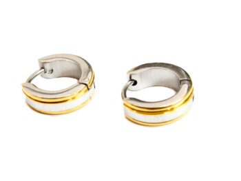 κρικάκια ατσάλι ασήμι χρυσό δίχρωμο