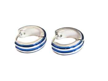 κρικάκια ατσάλι ριγέ μπλέ