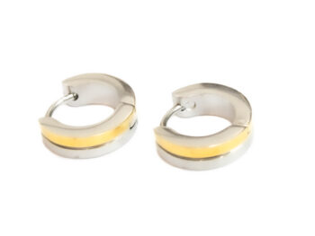 κρικάκια ατσάλι δίχρωμο χρυσό ασημί