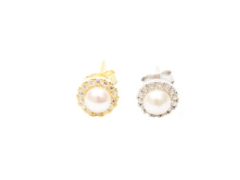 σκουλαρίκια ασημένια στόργγυλα πέρλα