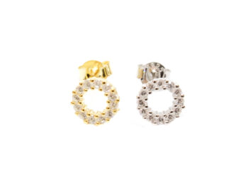 σκουλαρίκια ασημένια κύκλος ζιρκόν