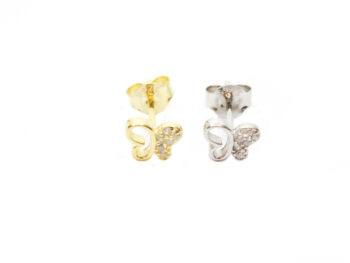 σκουλαρίκια ασημένια πεταλούδες ζιργκόν