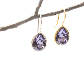 σκουλαρίκια ασημένια κρύσταλλα μώβ