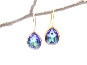 σκουλαρίκια ασημένια δάκρυ κρύσταλλο μπλέ