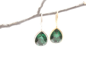 σκουλαρίκια ασημένια πράσινο κρύσταλλο d;akry