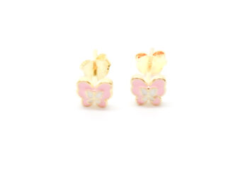 σκουλαρίκια ασημένια παιδικά πεταλούδα επιχρυσωμένα