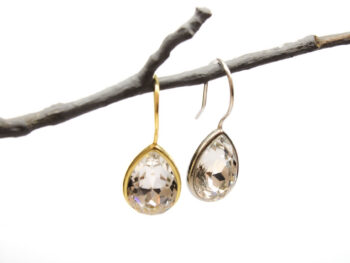 σκουλαρίκια ασημένια δάκρυ κρύσταλλα άσπρα