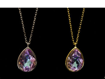 κολιέ ασημένιο κρύσταλλο ροζ δάκρυ