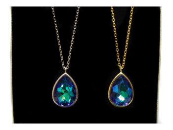 κολιέ ασημένιο κρύσταλλο μπλε δάκρυ