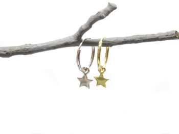 σκουλαρίκια ασημένια κρικάκια με αστέρι