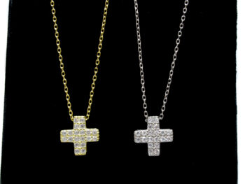 κολιέ ασημένιο τετράγωνος σταυρός ζιργκόν