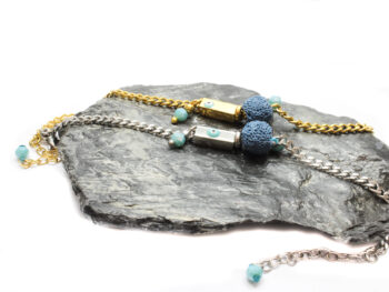 χειροποίητο βραχιόλι ατσάλι ματάκι λάβα