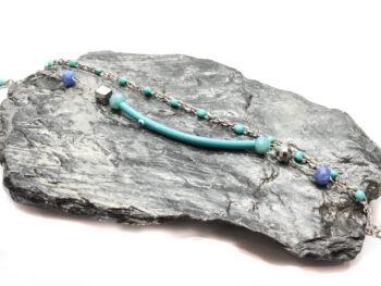 χειροποίητο βραχιόλι ατσάλι σωληνάκι τυρκουάζ