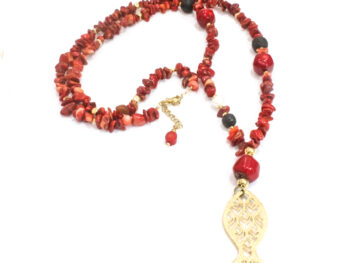 χειροποίητο κολιέ μακρύ κοράλι ψάρι