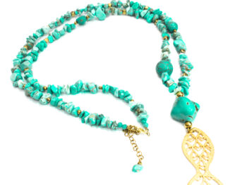 χειροποίητο κολιέ χαολίτης τυρκουάζ