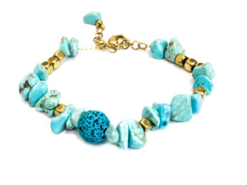 χειροποίητο βραχιόλι χαολίτης τυρκουάζ λάβα