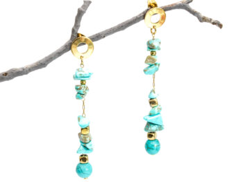 χειροποίητα σκουλαρίκια χαολίτης τυρκουάζ λάβα