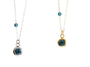 κολιέ ατσάλι ζιργκόν μπλέ μώβ